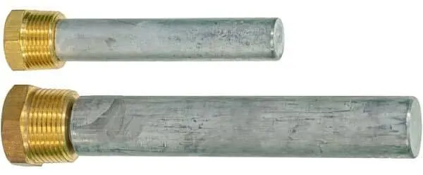 Universal 3/8" NPT Zinc Pencil Anode with Brass Plug - 2" Long Heat Exchanger