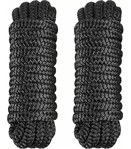 1" x 40 ft Double Braid Nylon Dock Line, Black