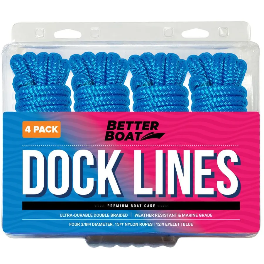 3/8" x 20 ft Double Braid Nylon Dock Line, Black