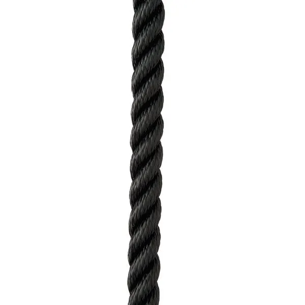 1/2" x 25 ft 3-Strand Twisted Nylon Dock Line, Black