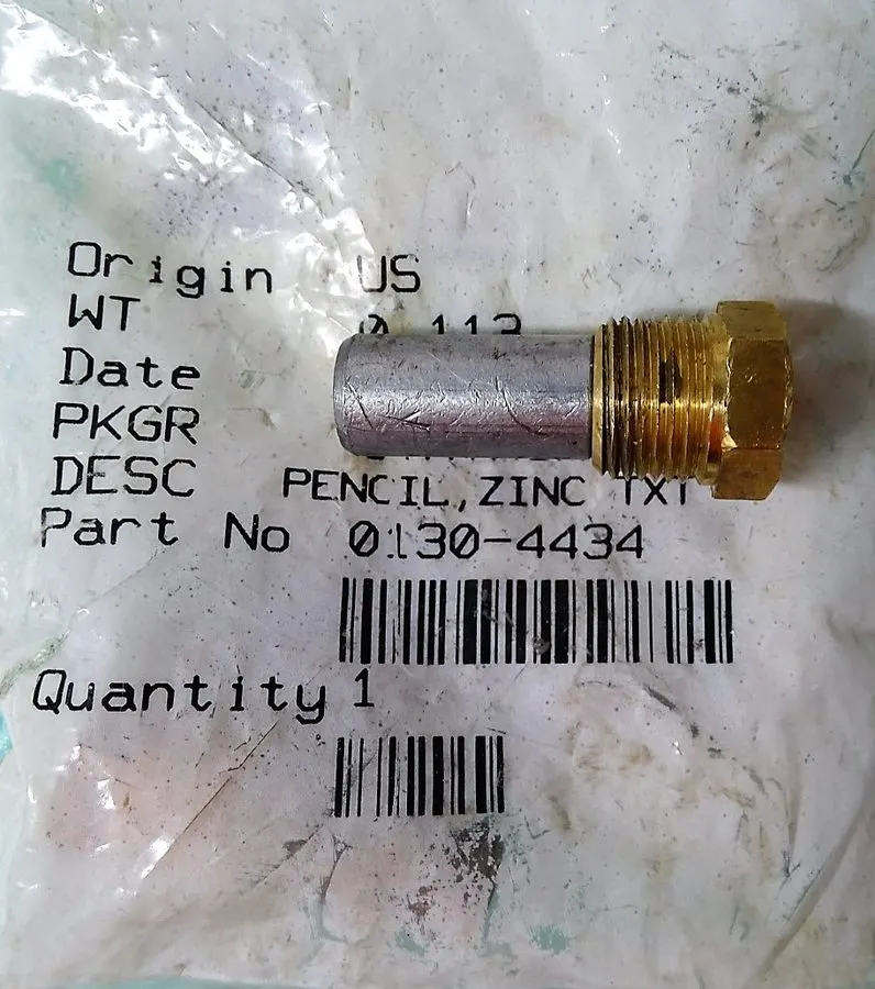 Zinc Pencil Anode - 5/8" UNF (Bare)