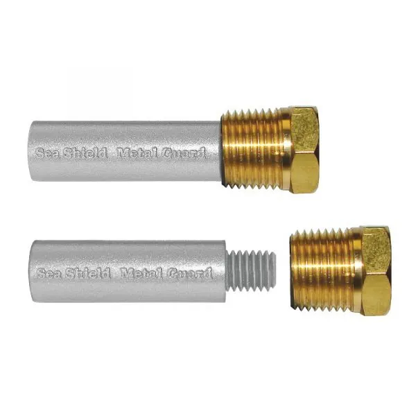 Universal 1/8" NPT Zinc Pencil Anode with Brass Plug - Compact Cooler