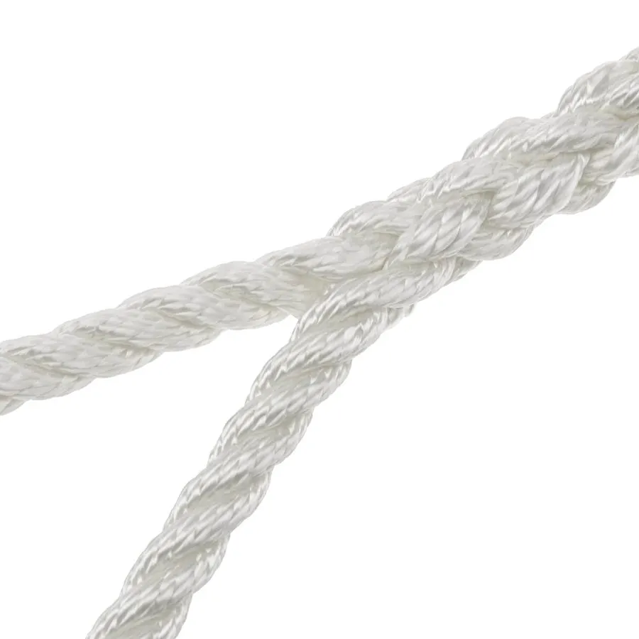 1/2" x 20 ft 3-Strand Nylon Dock Lines, White & Black