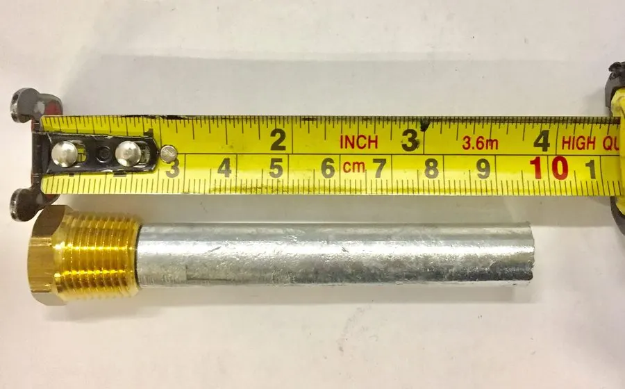 Zinc Pencil Anode with Brass Plug - 1/2" BSPT (Ø16 x 41mm)