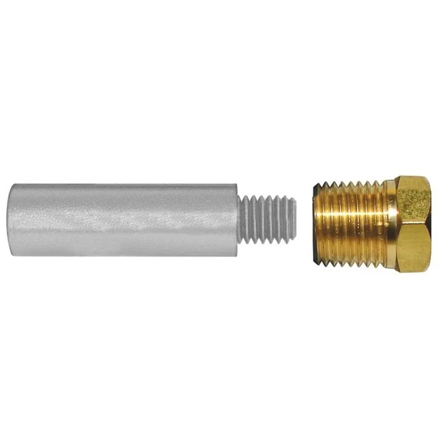 Zinc Pencil Anode with Brass Plug (1/2" BSPT, Ø15 x 40mm)