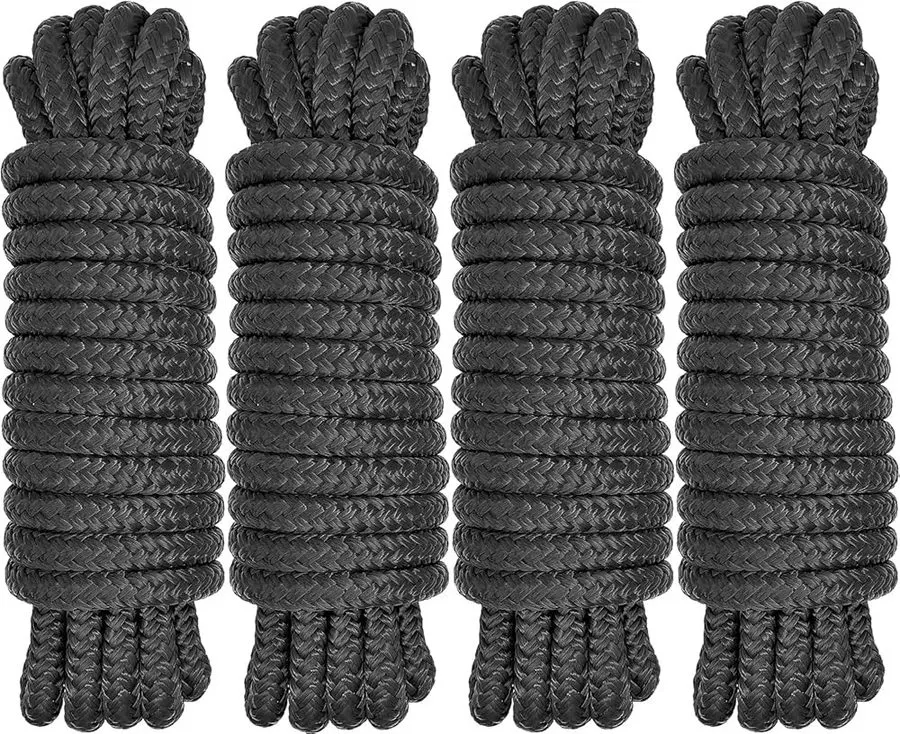 5/8" x 20 ft Double Braid Nylon Dock Line, Black