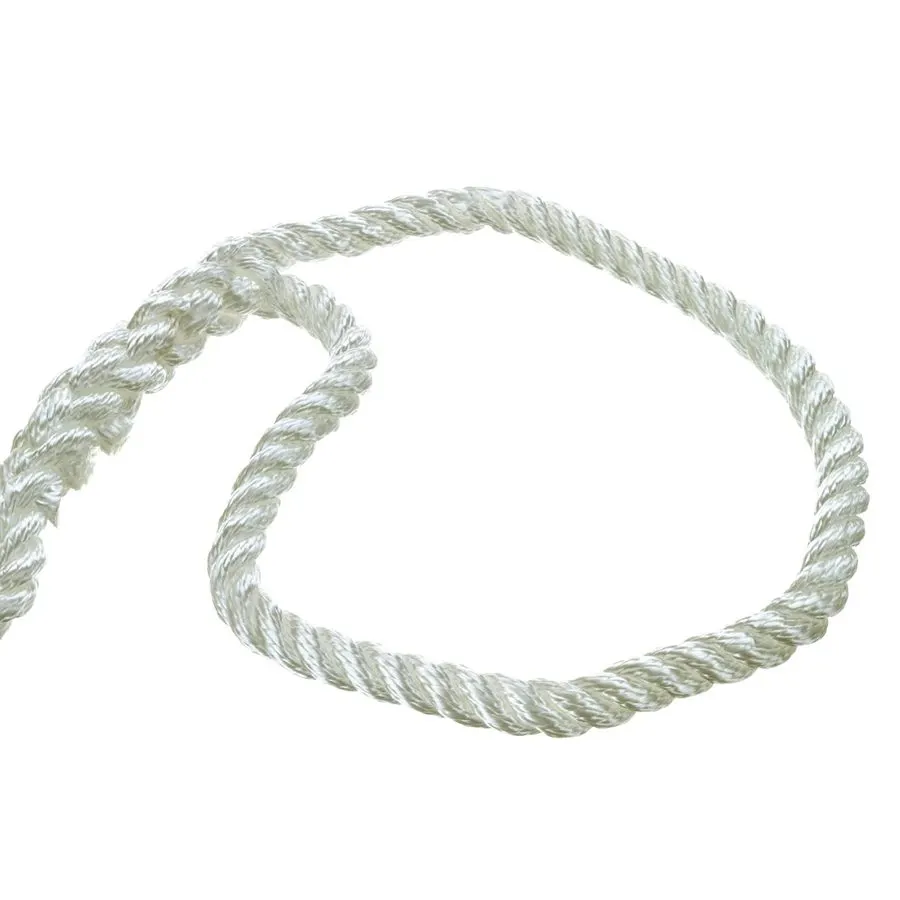 3/8" x 15 ft 3-Strand Twisted Nylon Dock Line, White