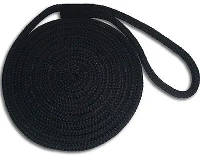 5/8" x 20 ft Double Braid Nylon Dock Line, Black