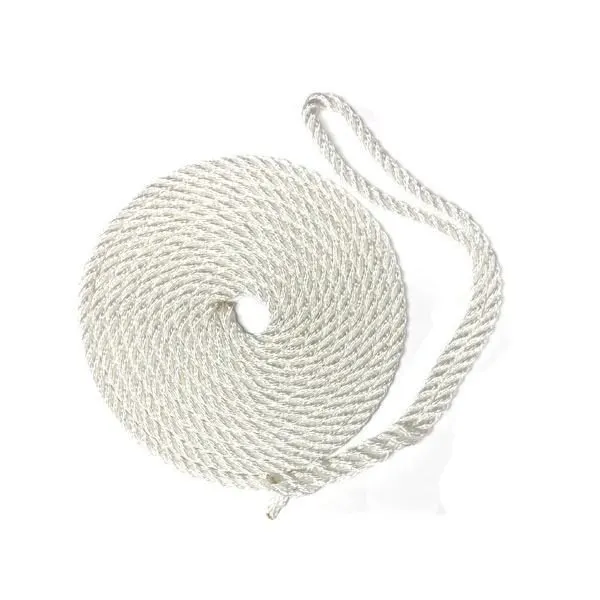 5/8" x 25 ft 3-Strand Twisted Nylon Dock Line, White
