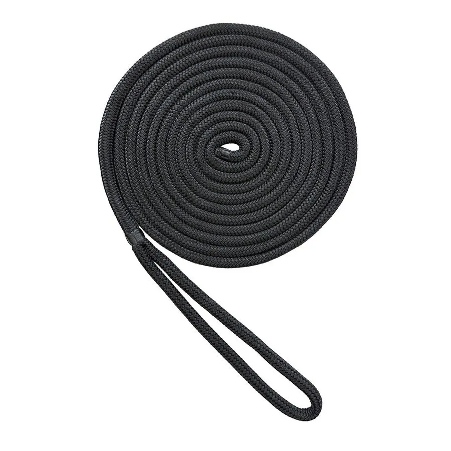 5/8" x 20 ft Double Braid Nylon Dock Line, Black