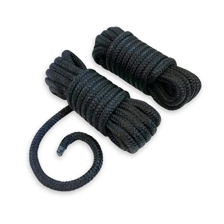 1/2" x 20 ft Double Braid Dock Line with Integrated Snubber, Black