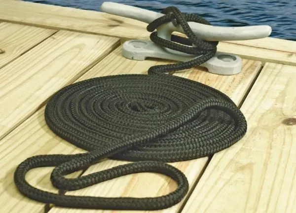 3/8" x 20 ft Double Braid Nylon Dock Line, Black
