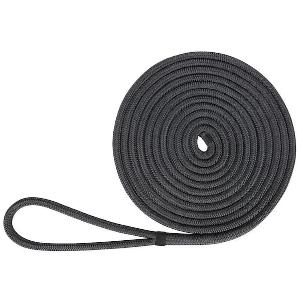 5/8" x 25 ft Double Braid Nylon Dock Lines, Black