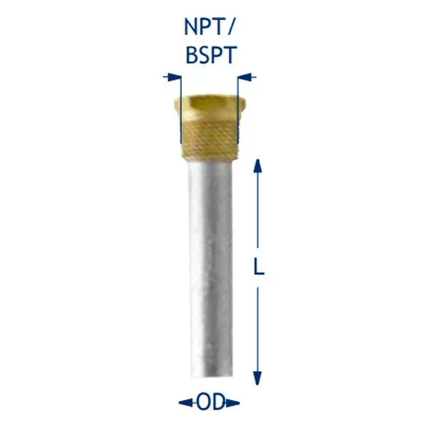 Mini Zinc Pencil Anode with Brass Plug