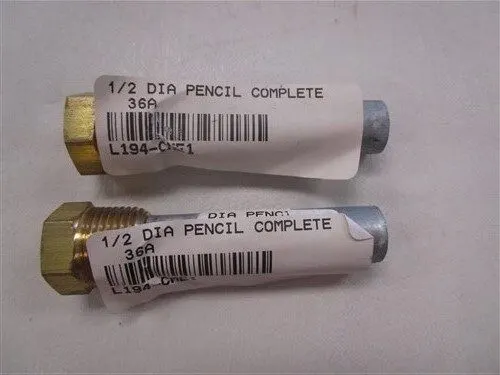 Zinc Pencil Anode with Brass Plug - 1/2" BSPT Heat Exchanger