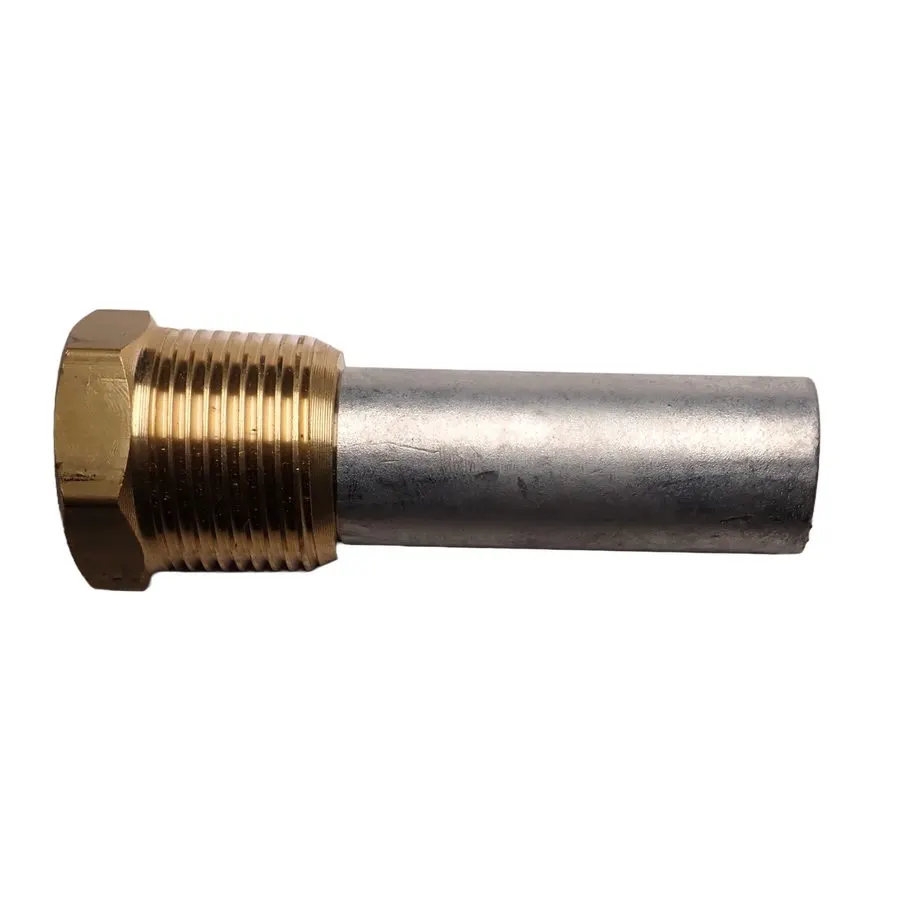 Universal 3/4" NPT Zinc Pencil Anode with Brass Plug - Large Heat Exchanger