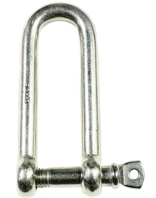 M8 60mm Long D Shackle, 316 Stainless Screw Pin (5-Pack)