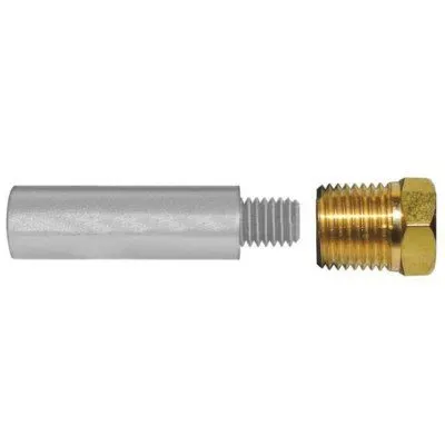 Universal 1/8" NPT Zinc Pencil Anode with Brass Plug - Compact Cooler