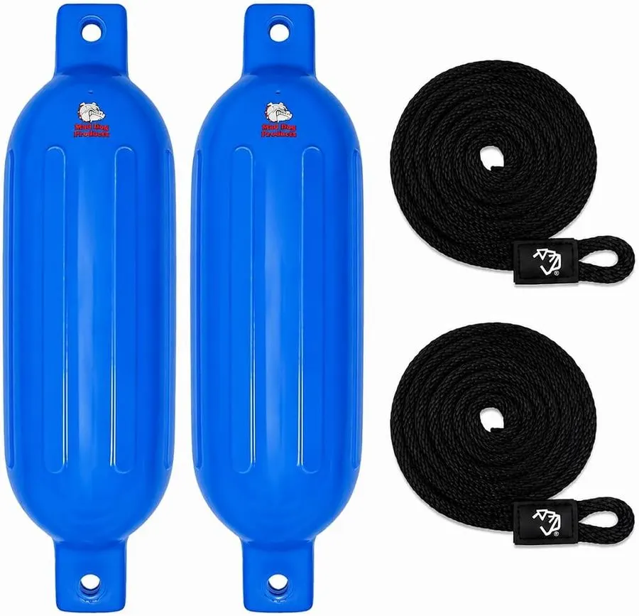 Ribbed Cylindrical Fender 12 x 48 cm - Blue