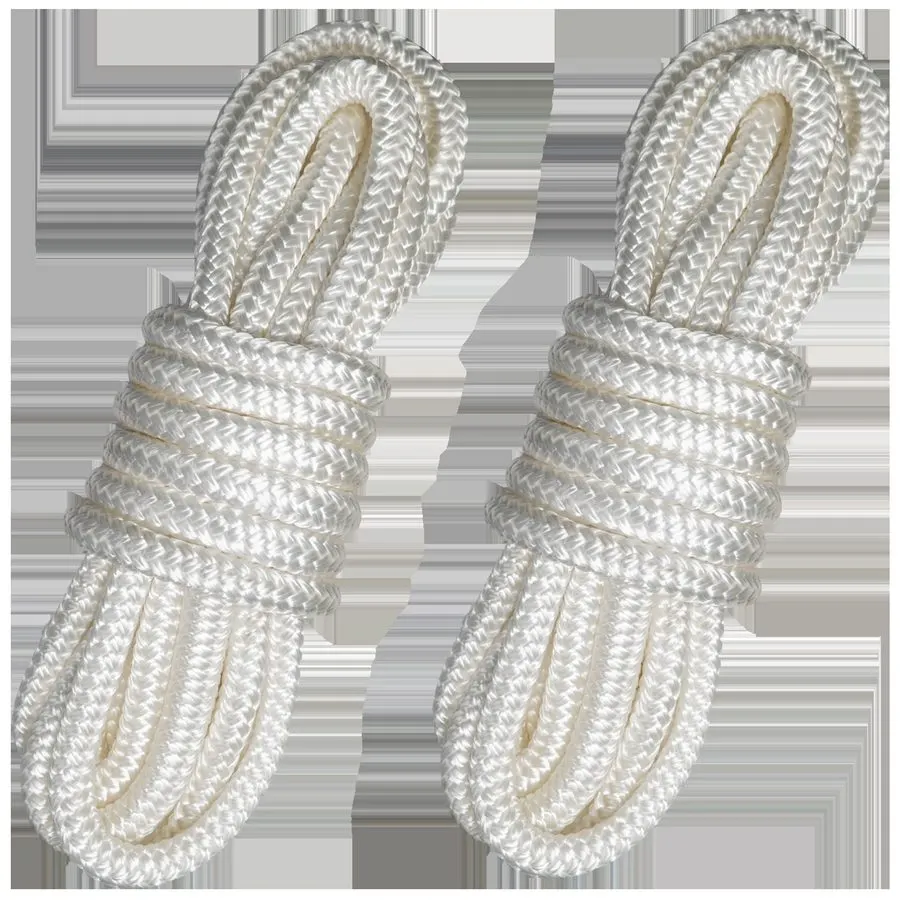 3/8" x 15 ft Double Braid Nylon Dock Line, White