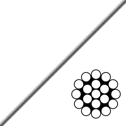 316 Stainless Steel 1x19 Wire Rope 2mm (per metre)
