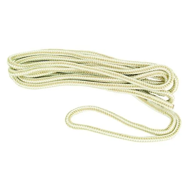 1/2" x 25 ft Double Braid Nylon Dock Line, White