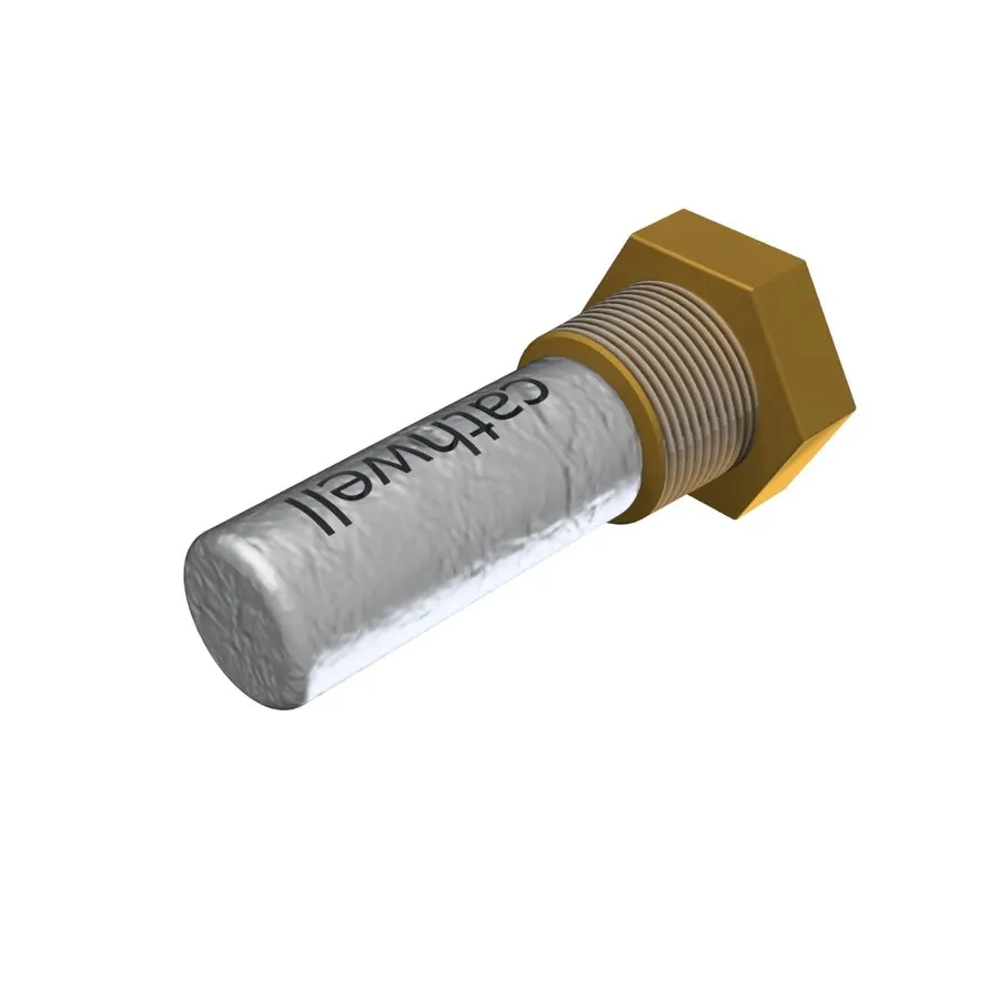 Universal 3/8" NPT Zinc Pencil Anode with Brass Plug - 2" Long Heat Exchanger