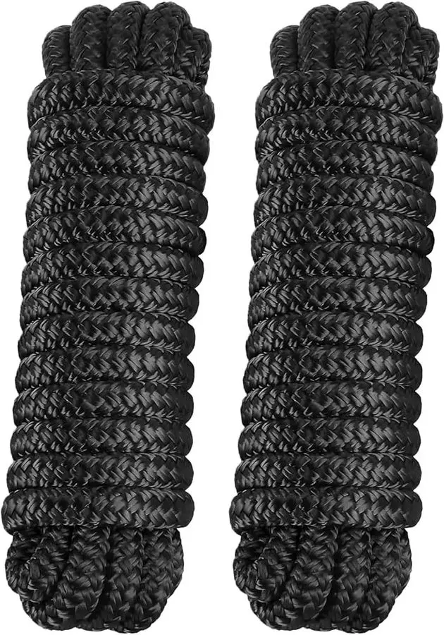 3/8" x 20 ft 3-Strand Twisted Nylon Dock Line, Black