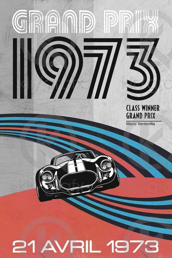 Vintage-style Motorsport Framed Print — Carbon