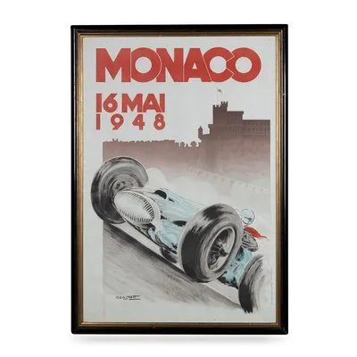 Vintage-style Motorsport Framed Print — Silver