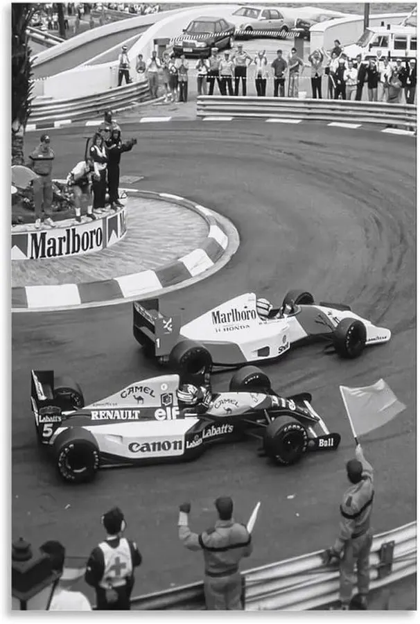 Retro Motorsport Framed Print — Azure