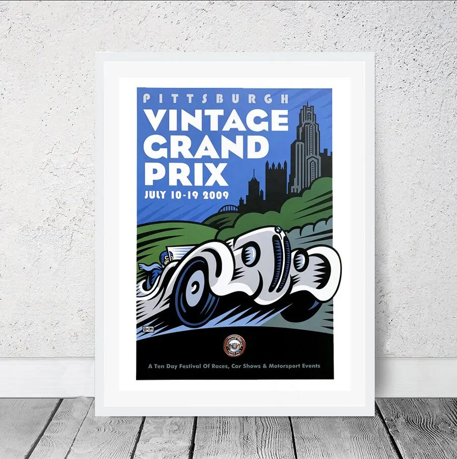 Heritage Motorsport Framed Print — Cobalt