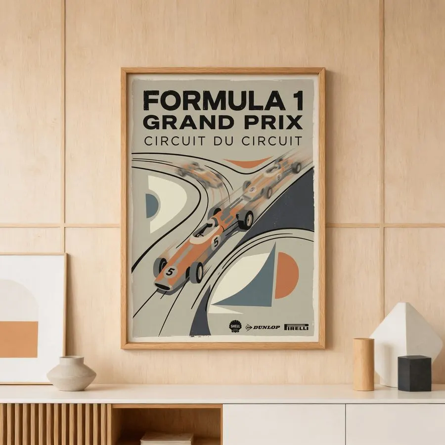 Modern Motorsport Framed Print — Crimson