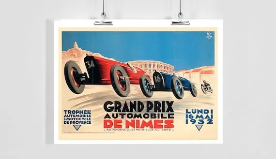 Vintage-style Motorsport Framed Print — Amber · Slipstream Threads (APX-GAR-0057)