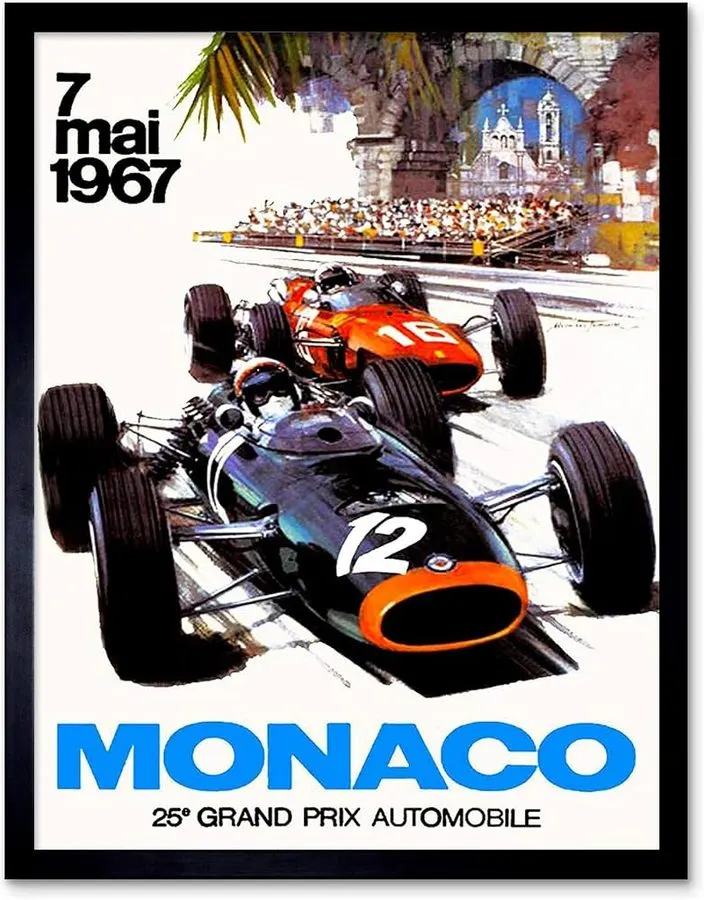 Vintage-style Motorsport Framed Print — Emerald