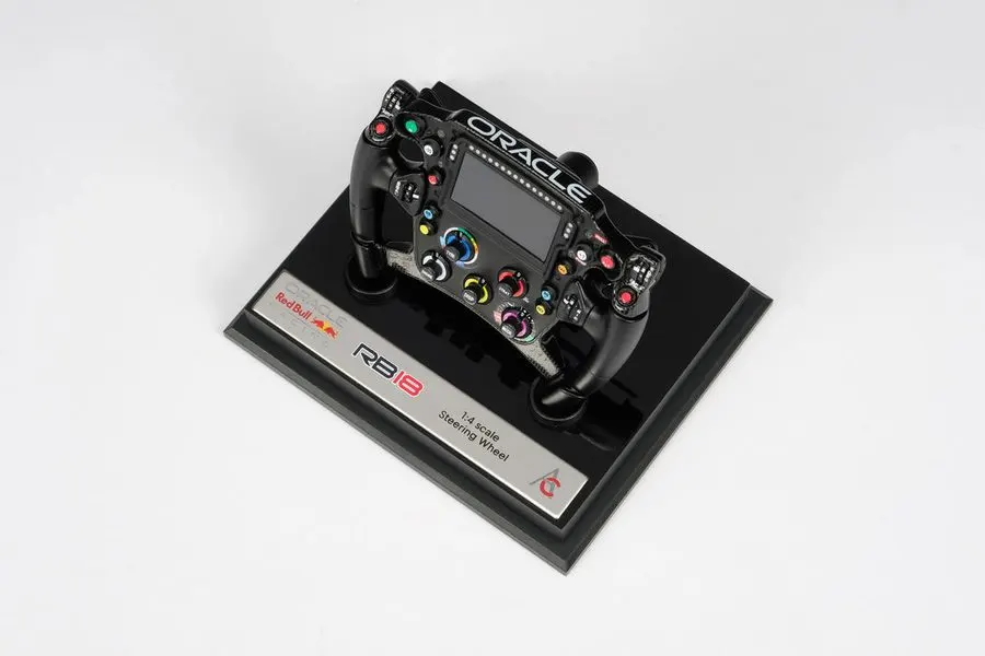 Black Replica Racing Steering Wheel Display — Full Lock Studio