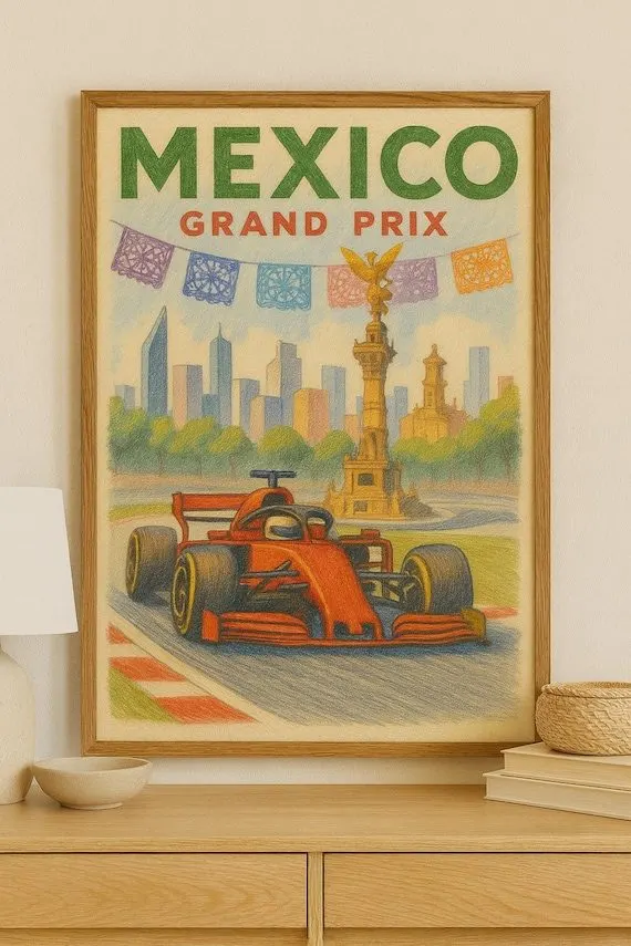 Vintage-style Motorsport Framed Print — Sunset Orange