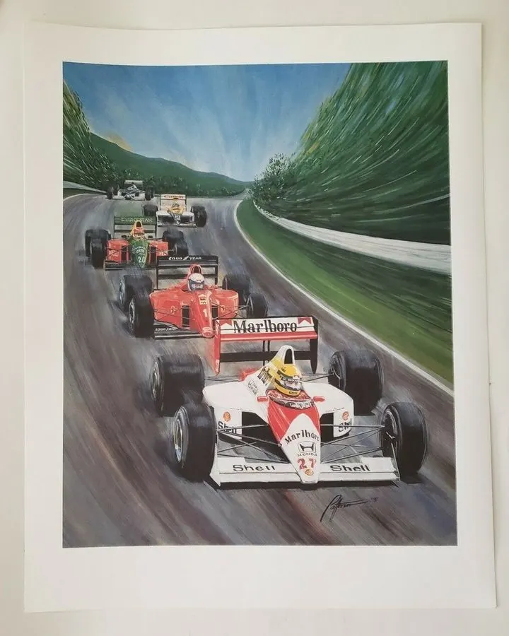 Retro Motorsport Framed Print — Amber · Full Lock Studio