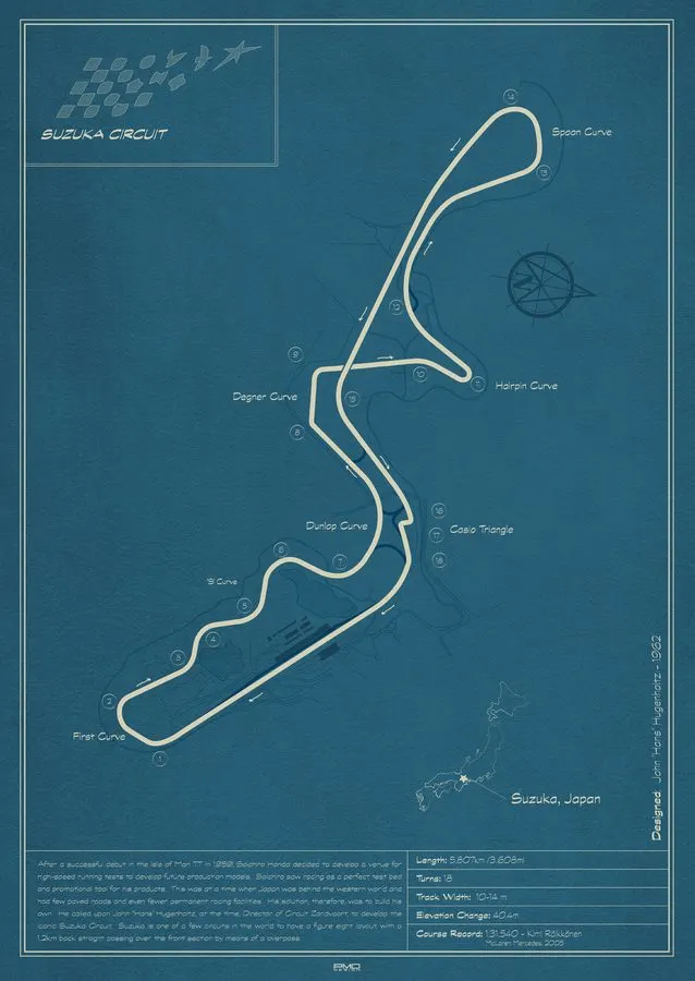Vintage-style Motorsport Framed Print — Azure