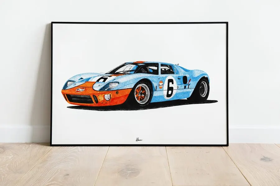 Modern Motorsport Framed Print — Amber · Full Lock Studio
