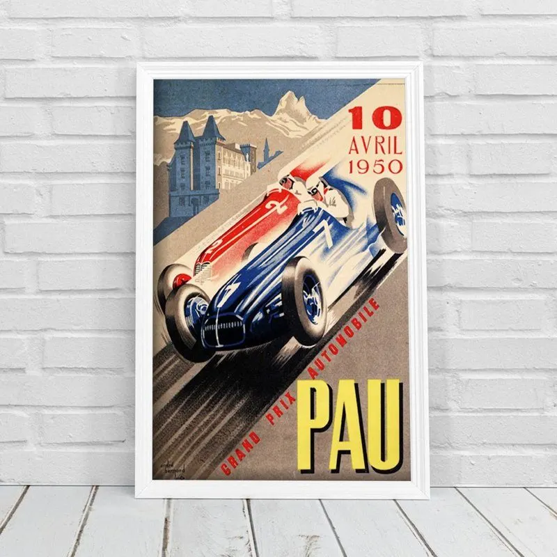 Retro Motorsport Framed Print — Cobalt
