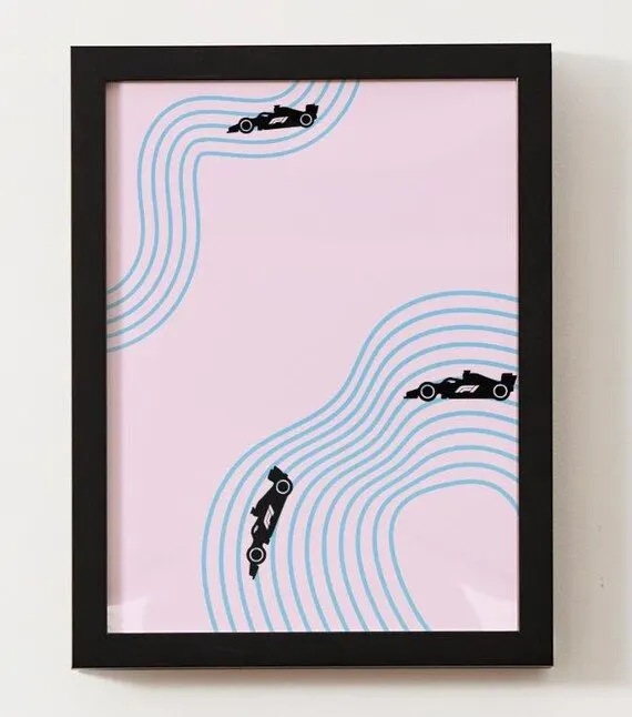 Modern Motorsport Framed Print — Silver