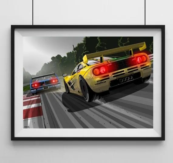 Endurance Motorsport Framed Print — Amber · Slipstream Threads
