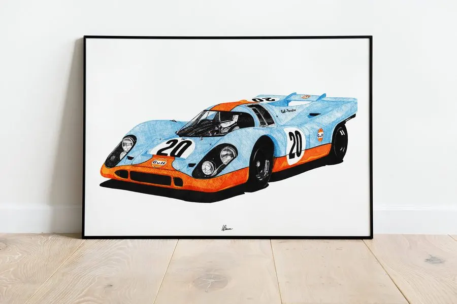 Classic Race Motorsport Framed Print — Silver