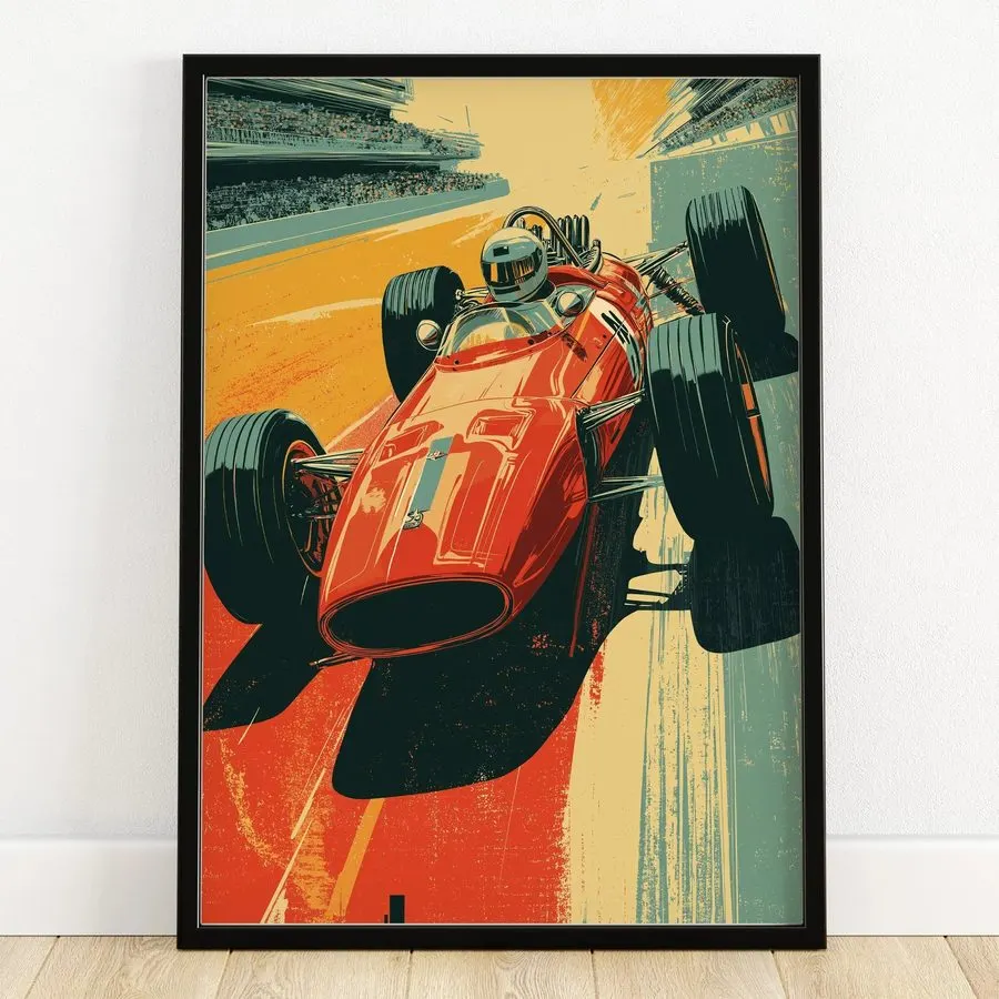 Retro Motorsport Framed Print — Sapphire