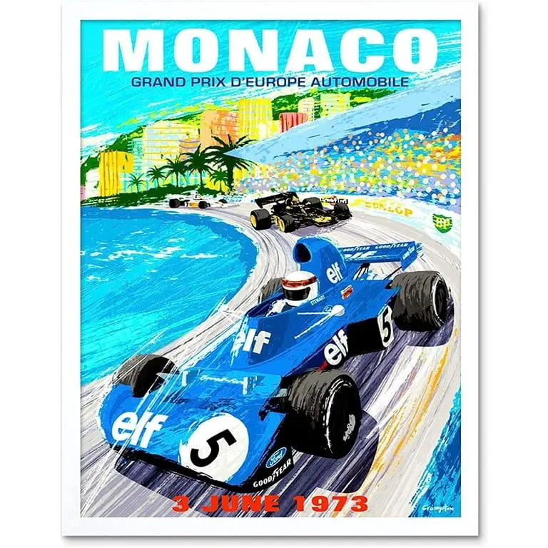 Vintage-style Motorsport Framed Print — Sapphire