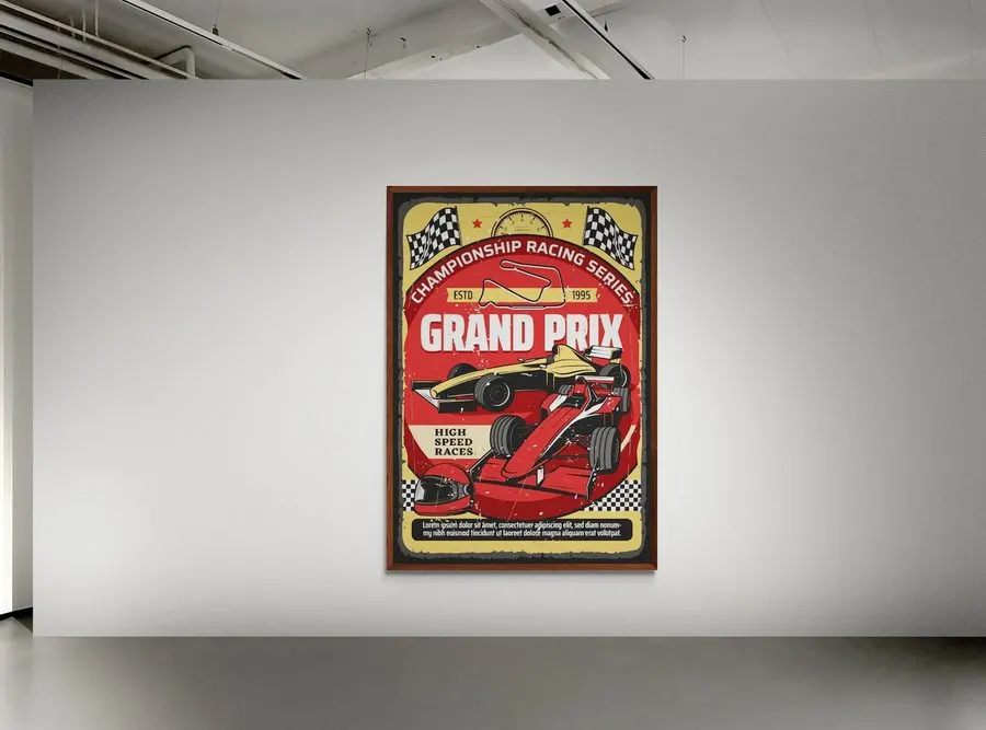 Retro Motorsport Framed Print — Scarlet