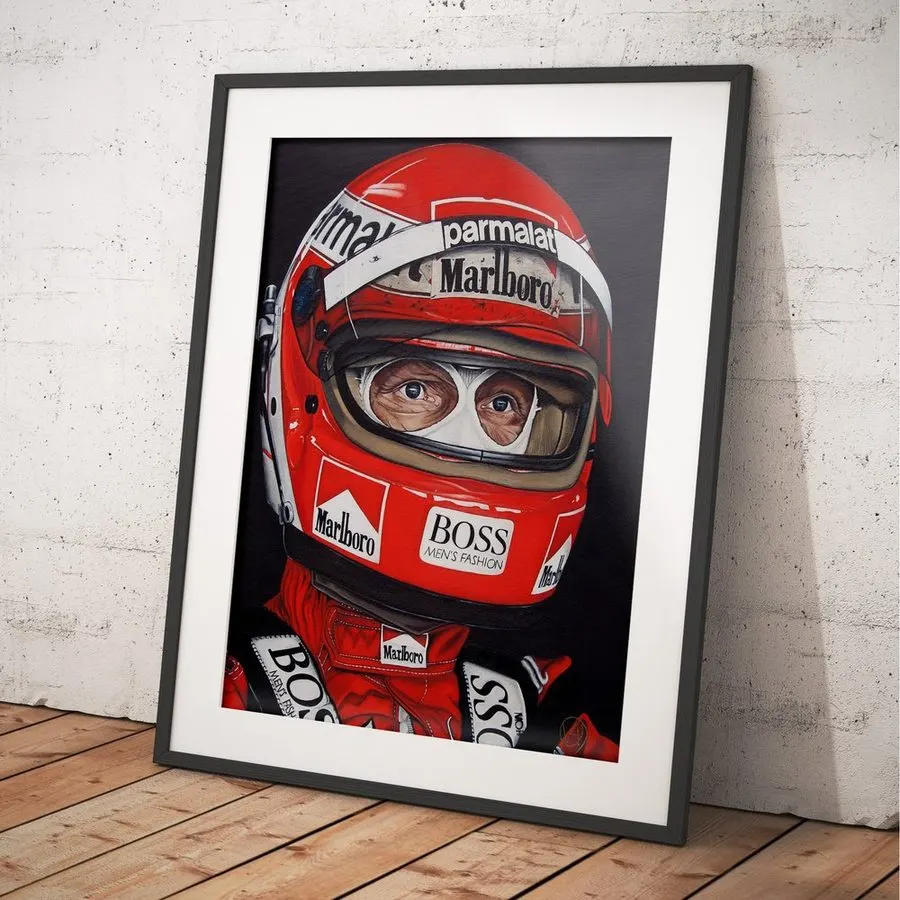 Modern Motorsport Framed Print — Matte Black