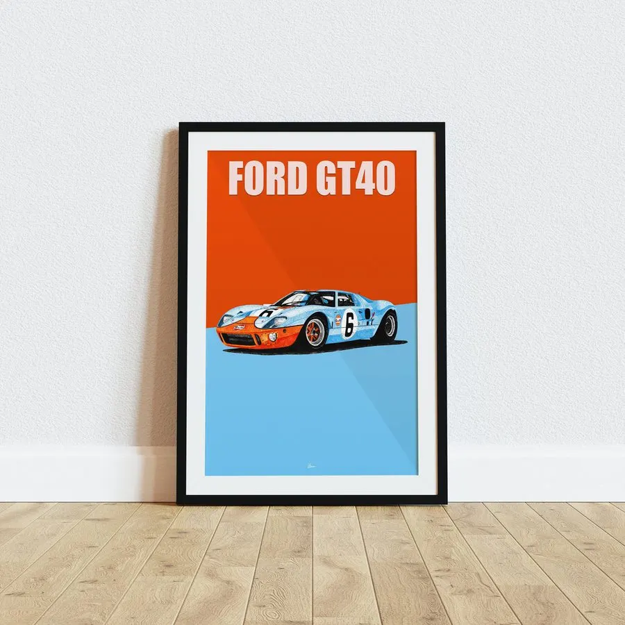Retro Motorsport Framed Print — Royal Blue