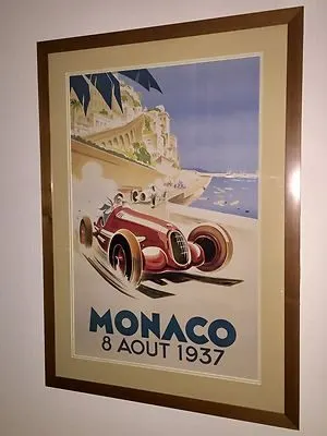 Vintage-style Motorsport Framed Print — Crimson